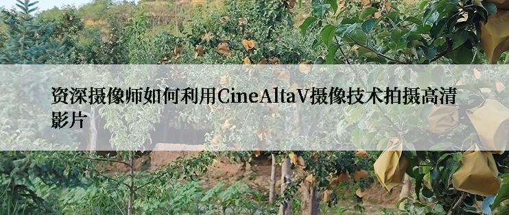 资深摄像师如何利用CineAltaV摄像技术拍摄高清影片