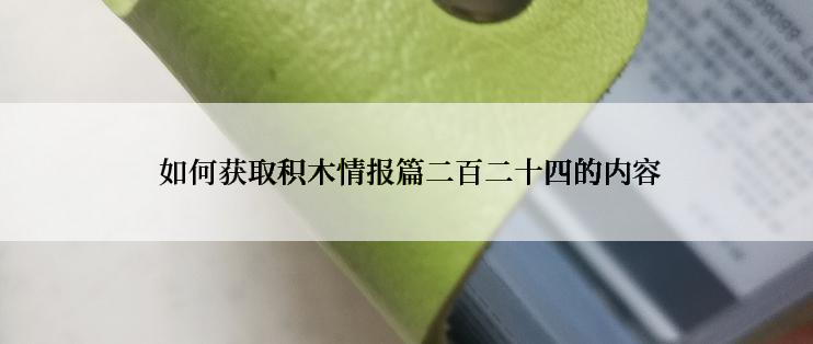  如何获取积木情报篇二百二十四的内容