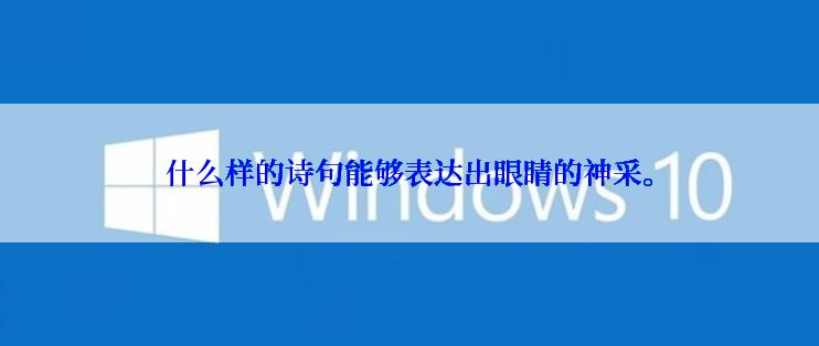 什么样的诗句能够表达出眼睛的神采。