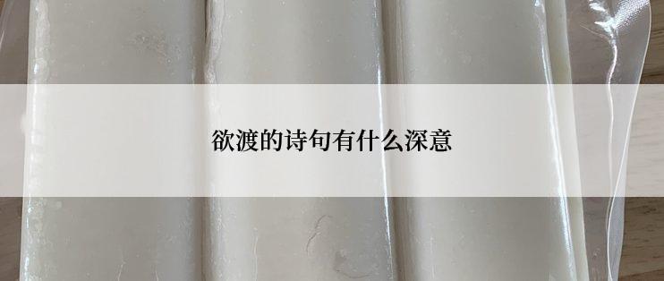 欲渡的诗句有什么深意